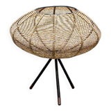 Porte-revues en fer et rotin Italie 1950