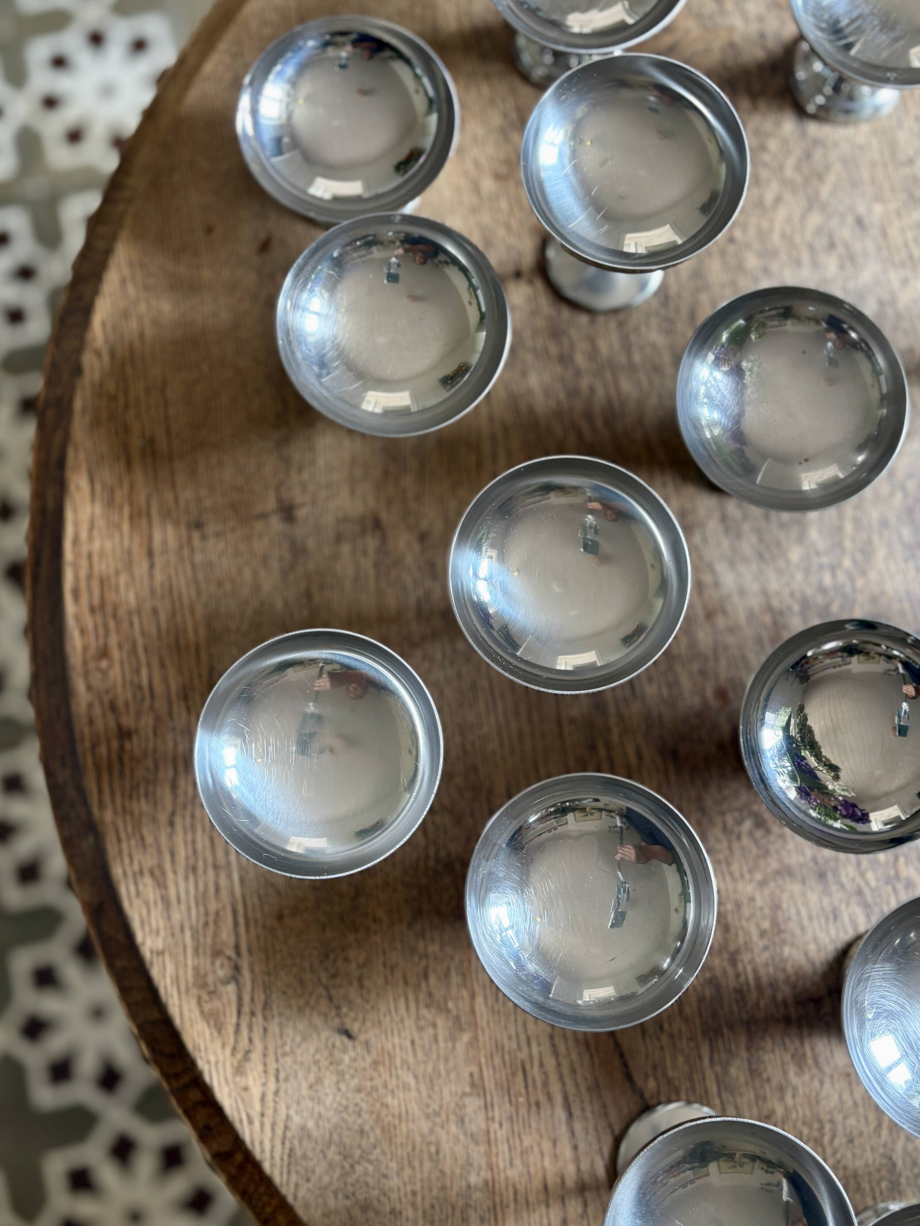 Set of 16 vintage stainless steel dessert cups