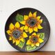 Assiette murale de poterie d'atelier allemande du milieu du siècle avec motif tournesol de Ruscha, années 1960