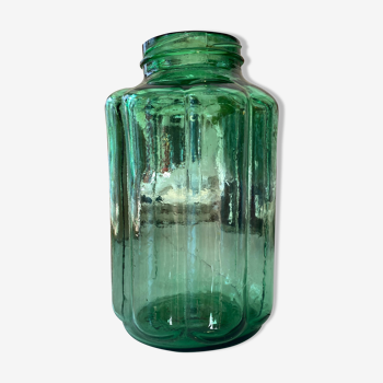 Large green glass jar