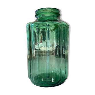 Large green glass jar