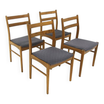 Set of 4 Scandinavian beech chairs, Sweden, 1960