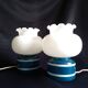 Pair of duck blue and white opaline lamps