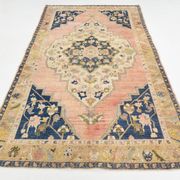 5x9 Peach Red Dark Blue Persian Area Rug, 153x290Cm SK 18900