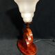 Lampe sculptural art déco en loupe d’acajou