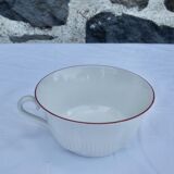 Set of 3 white porcelain cups with pink edging Schirnding Bavaria
