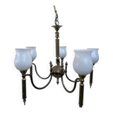 Paire de lustres métal verre style ancien