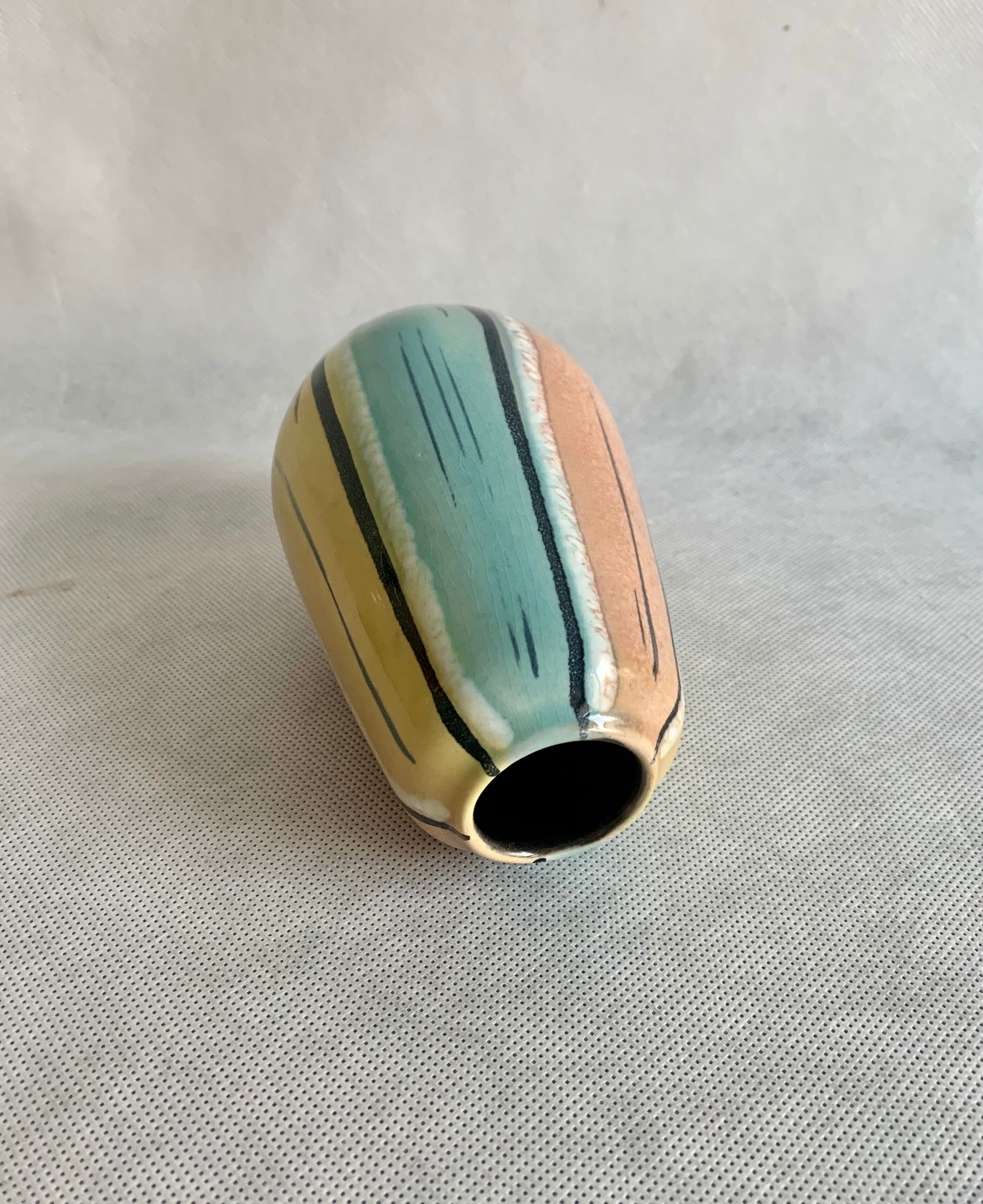 Pottery vase in pastel colors, 1970s