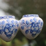 Pair of antique blue ceramic candlesticks • Apothecary size 5x2 (10 burners)