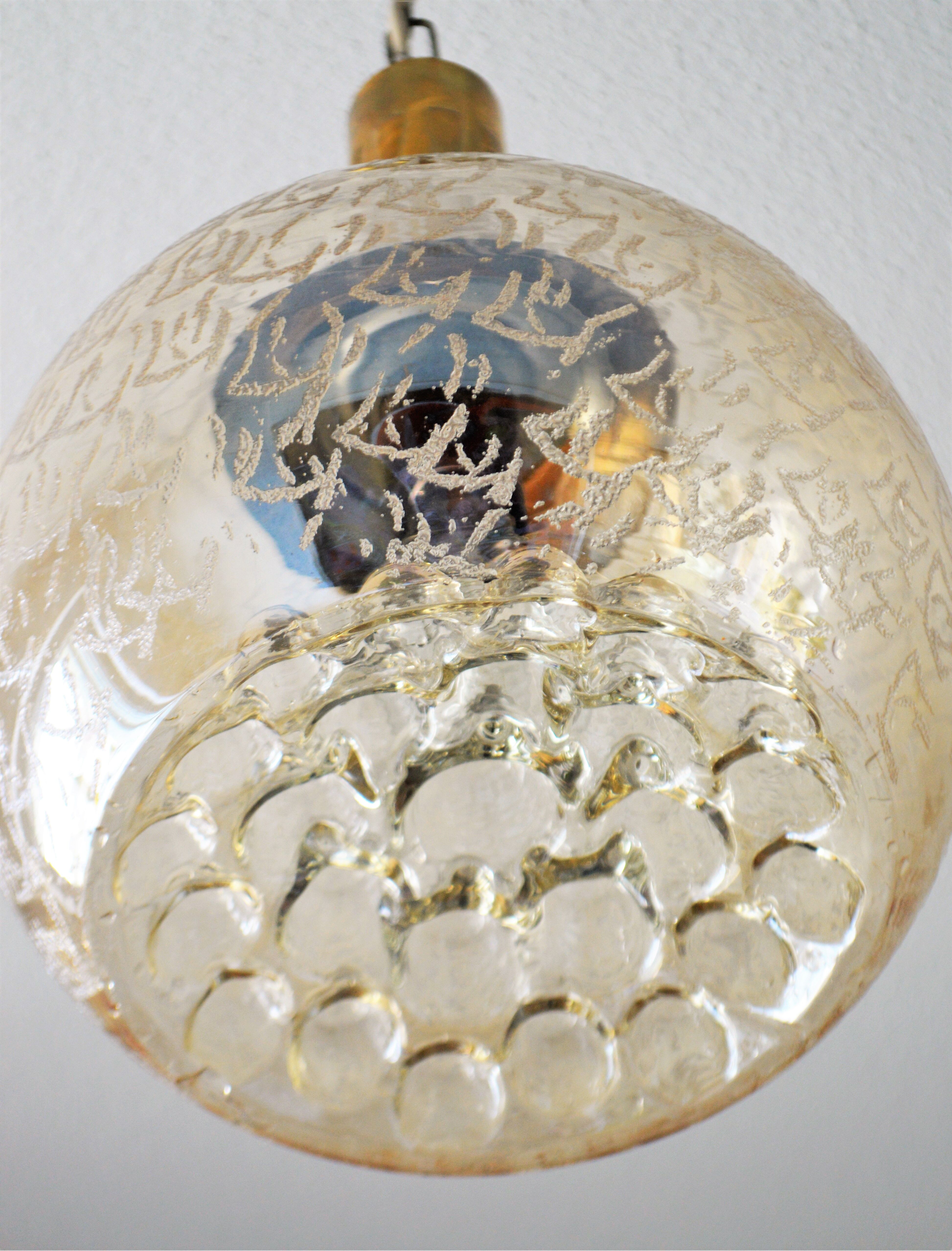 Glass chandelier lamp by Helena Tynell for Glashütte Limburg 1960s