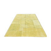 Tapis kilim turc décoratif jaune moutarde, 212x305 cm