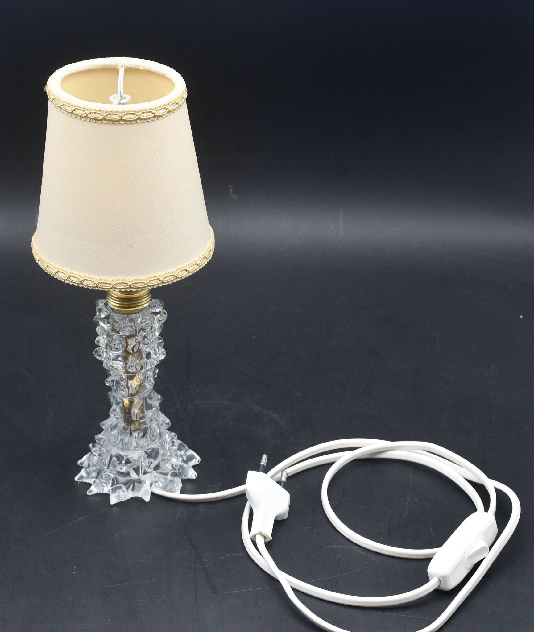 Charming Table Lamp in Rostrato Murano Glass Vase for Barovier & Toso, 1940s