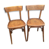 Lot de 2 chaises de bistrot vintage bois 1950-1960