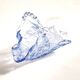 Vintage 1920s blue pressed-moulded glass bowl dish defect