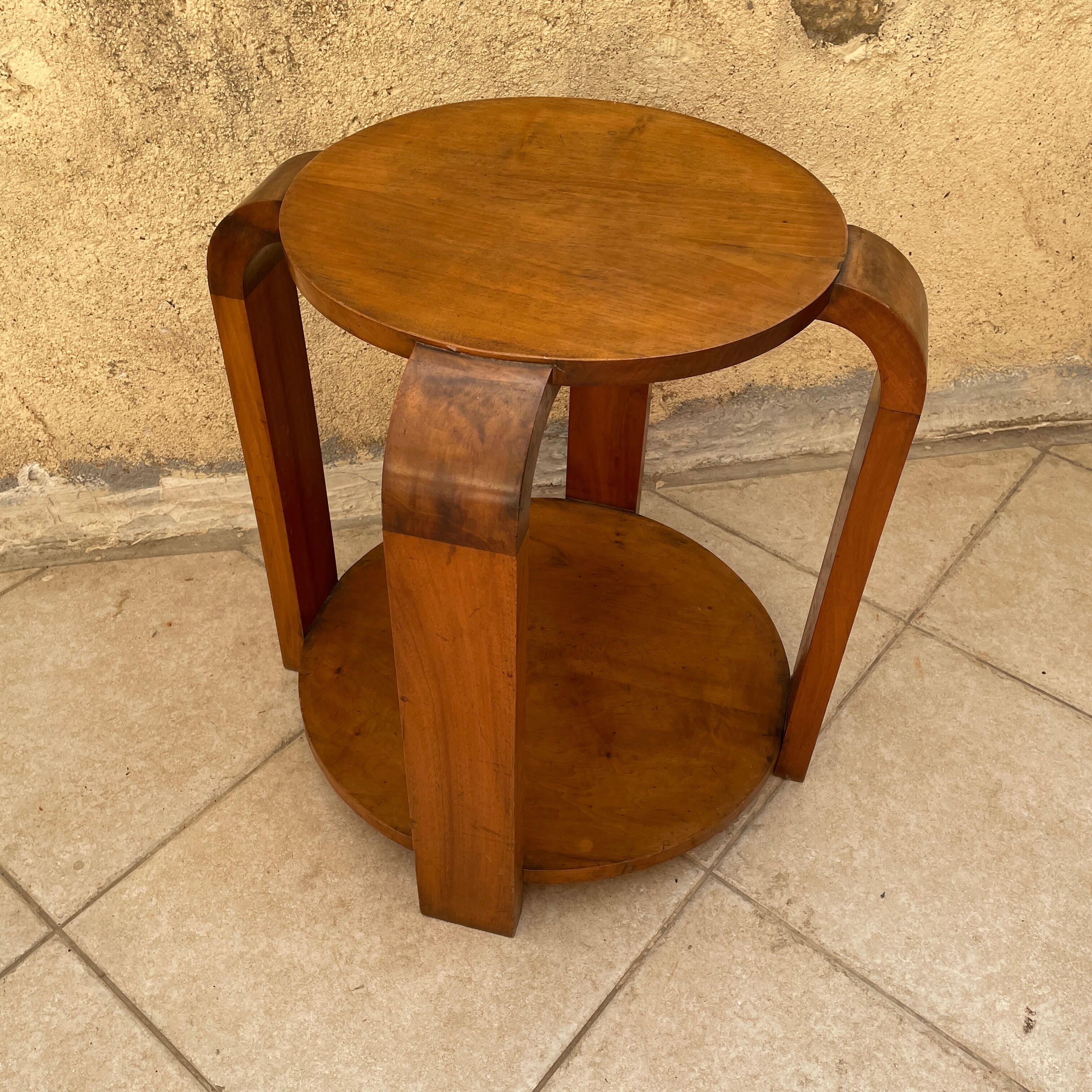 Art Deco pedestal table 1920 in solid wood