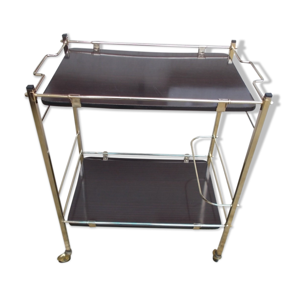 Table desserte roulante en laiton