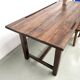Solid pine workbench, grooved top, satin brown finish.