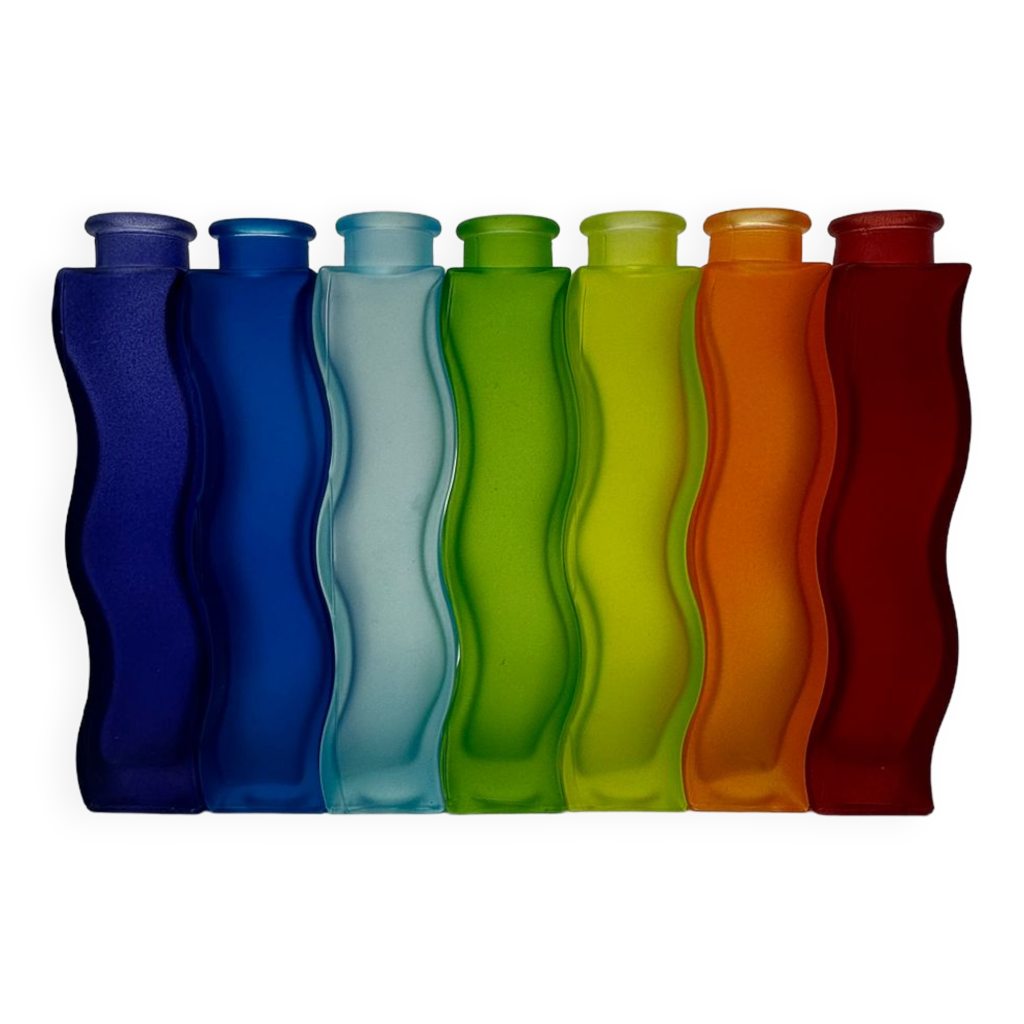Rainbow set of Vintage Ikea Wave Squiggle Skämt vases 1990'S