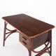 Bureau vintage en rotin et bois à tiroirs France années 1960