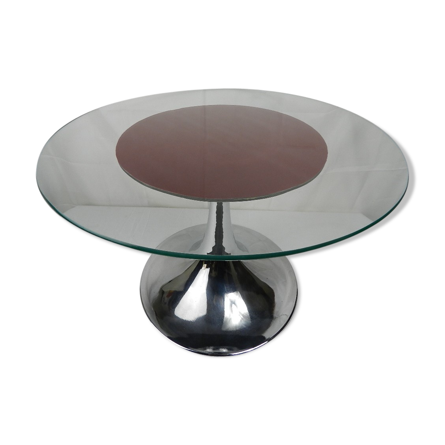 Table basse verre et chrome années 70