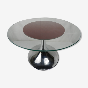 Coffee table glass and chrome 70s