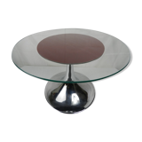 Table basse verre et chrome années 70