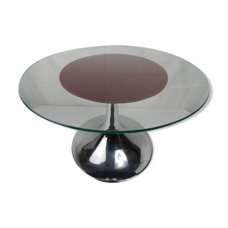 Table basse verre et chrome années 70