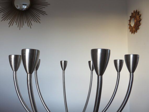 Modernist Scandinavian candlestick years 70 steel