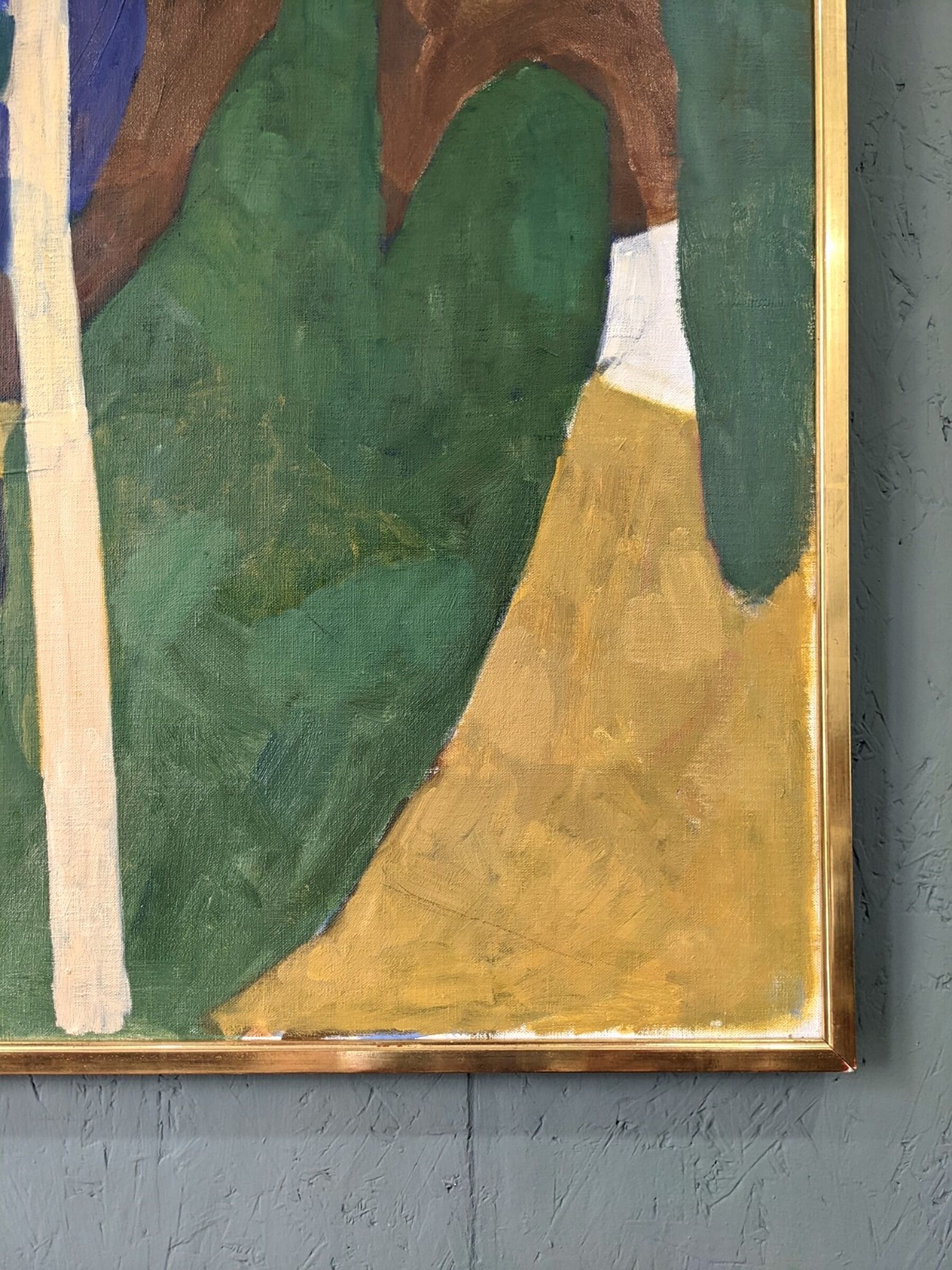 Mid-Century Modern "Modernist Cow" Swedish Vintage Landscape Oil Painting by Ture Fabianssonb