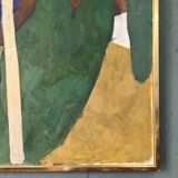 Mid-Century Modern "Modernist Cow" Swedish Vintage Landscape Oil Painting by Ture Fabianssonb