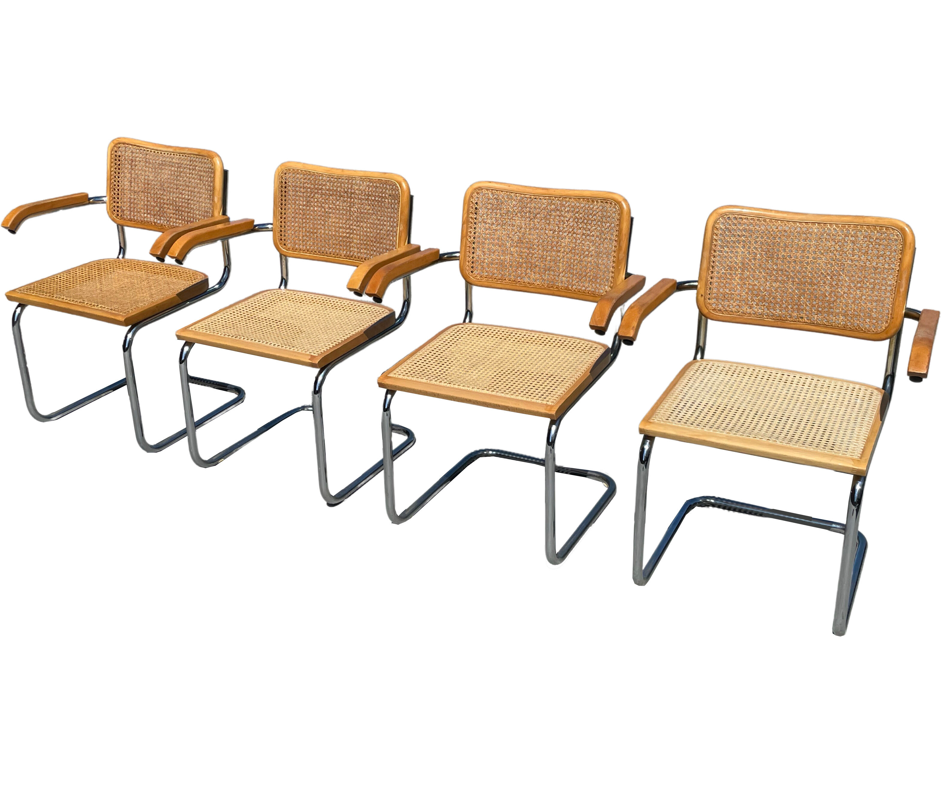Set of 4 Cesca model armchairs by Marcel Breuer