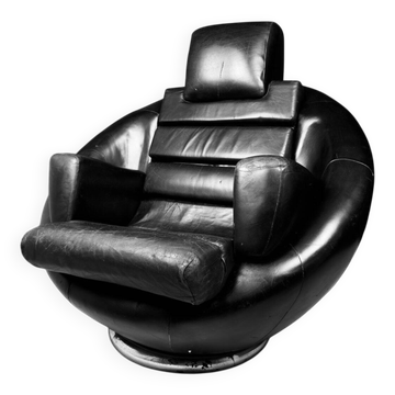 Brutalist black armchair by Boris Krstulović, Yugoslavia, Croatia, 1970s.