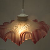 Old suspension lamp with parma pink frosted glass lampshade
