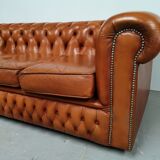 Light brown leather chesterfield sofa