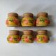Egg cups in wood with hand-painted floral decoration, handcrafted