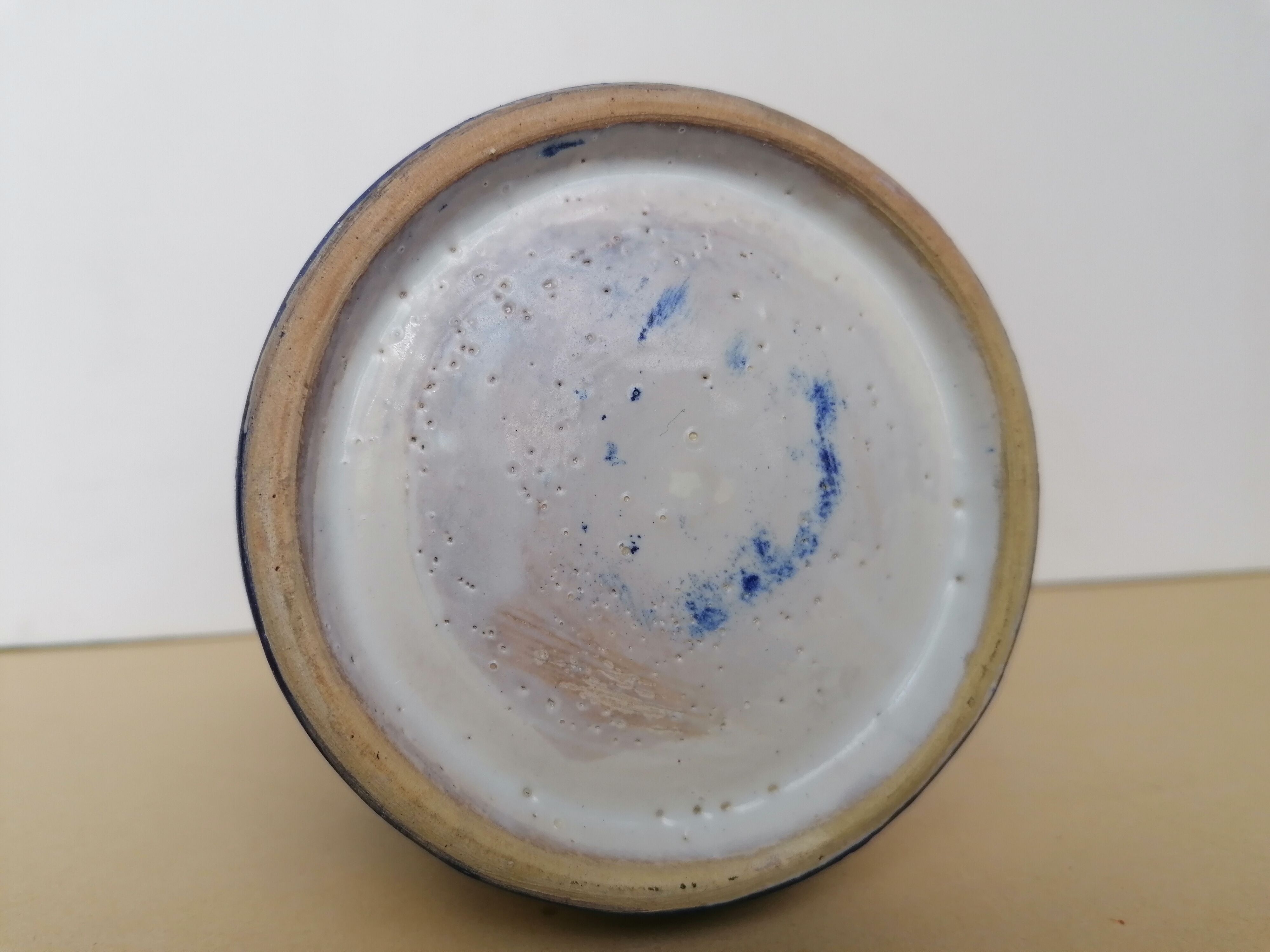 Pitcher glazed stoneware blue and white