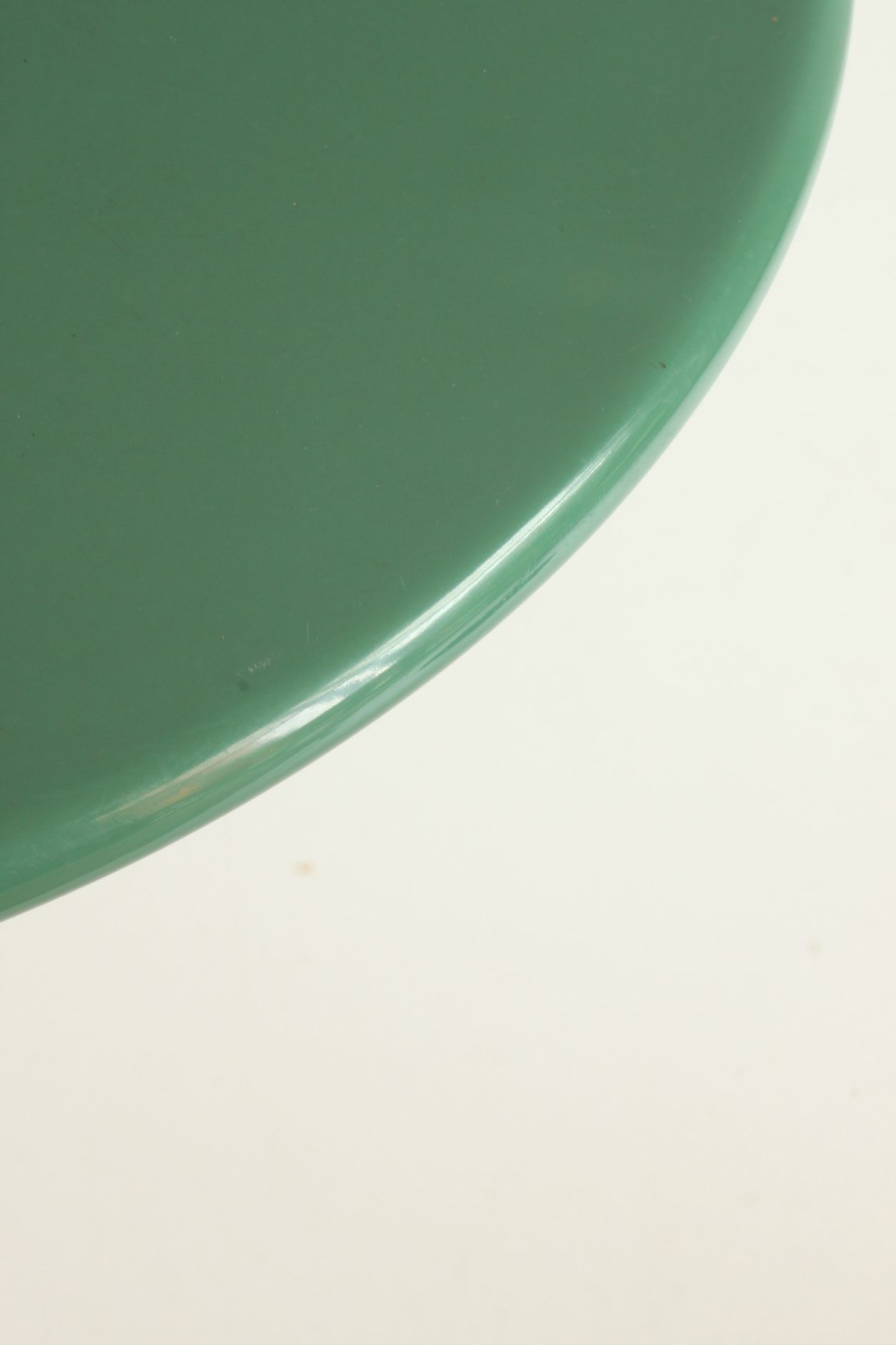 Postmodern cast iron flower base adjustable round side tables, blue and green, 1980s.