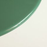 Postmodern cast iron flower base adjustable round side tables, blue and green, 1980s.