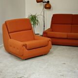 Complete orange salon JITONA in Atlantis Space Age style from the 1970s.