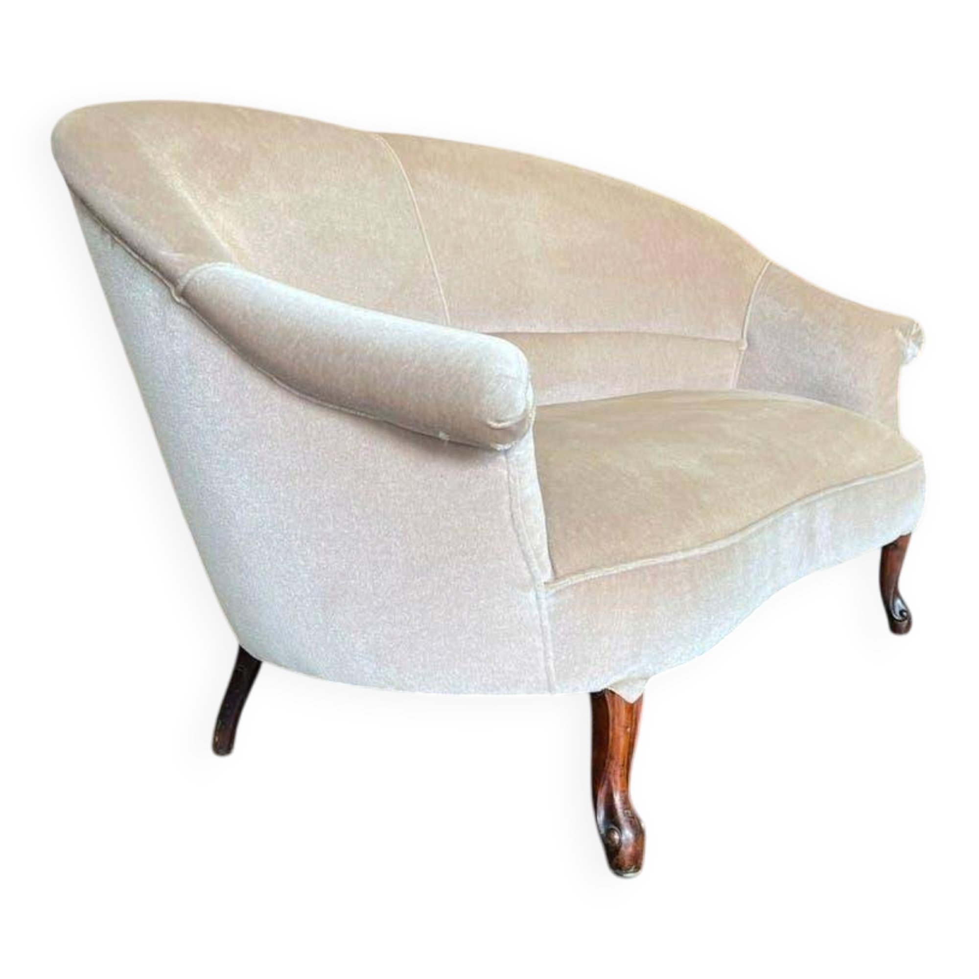 Canapé vintage beige deux places / fauteuil / banc