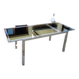 Vintage chrome and glass dining table, Roche Bobois