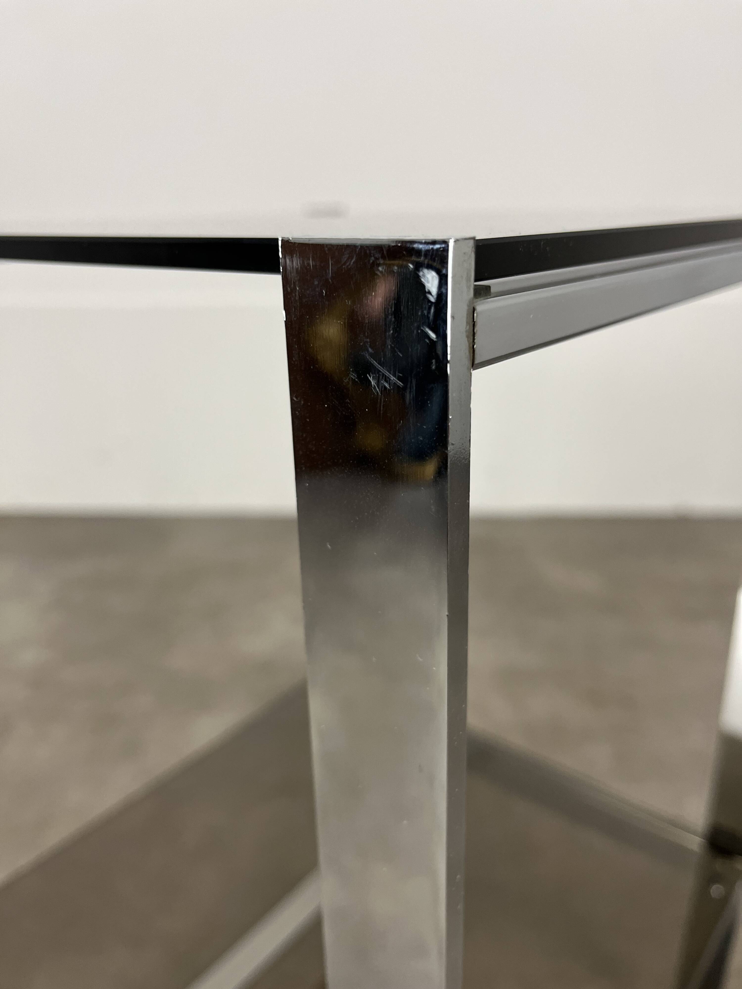 Chrome metal and smoked glass side table, 70s, side table