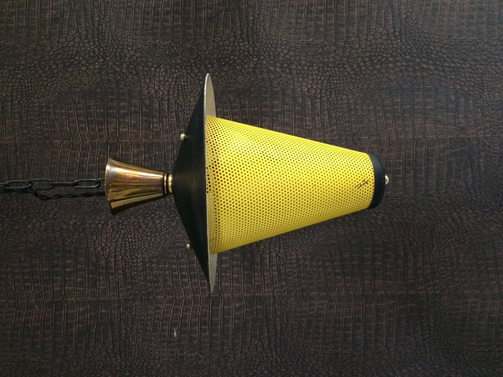 French lantern pendant lamp in the style of Mathieu Mategot, 1950s