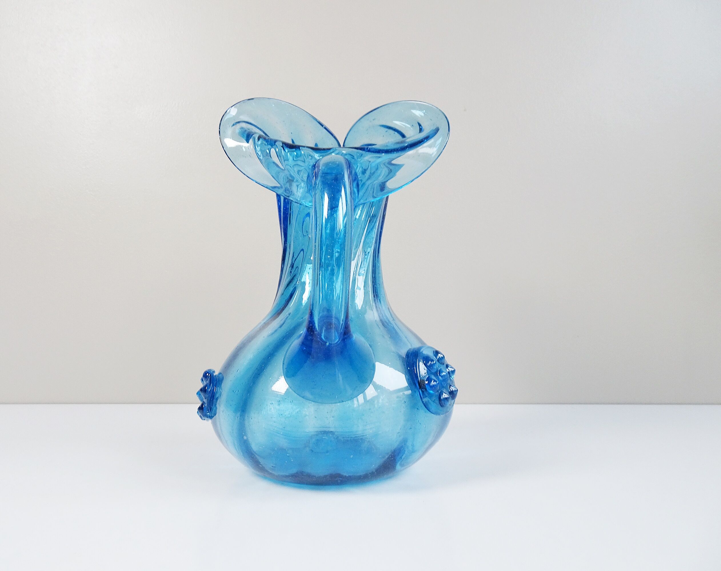 Blue glass art vase