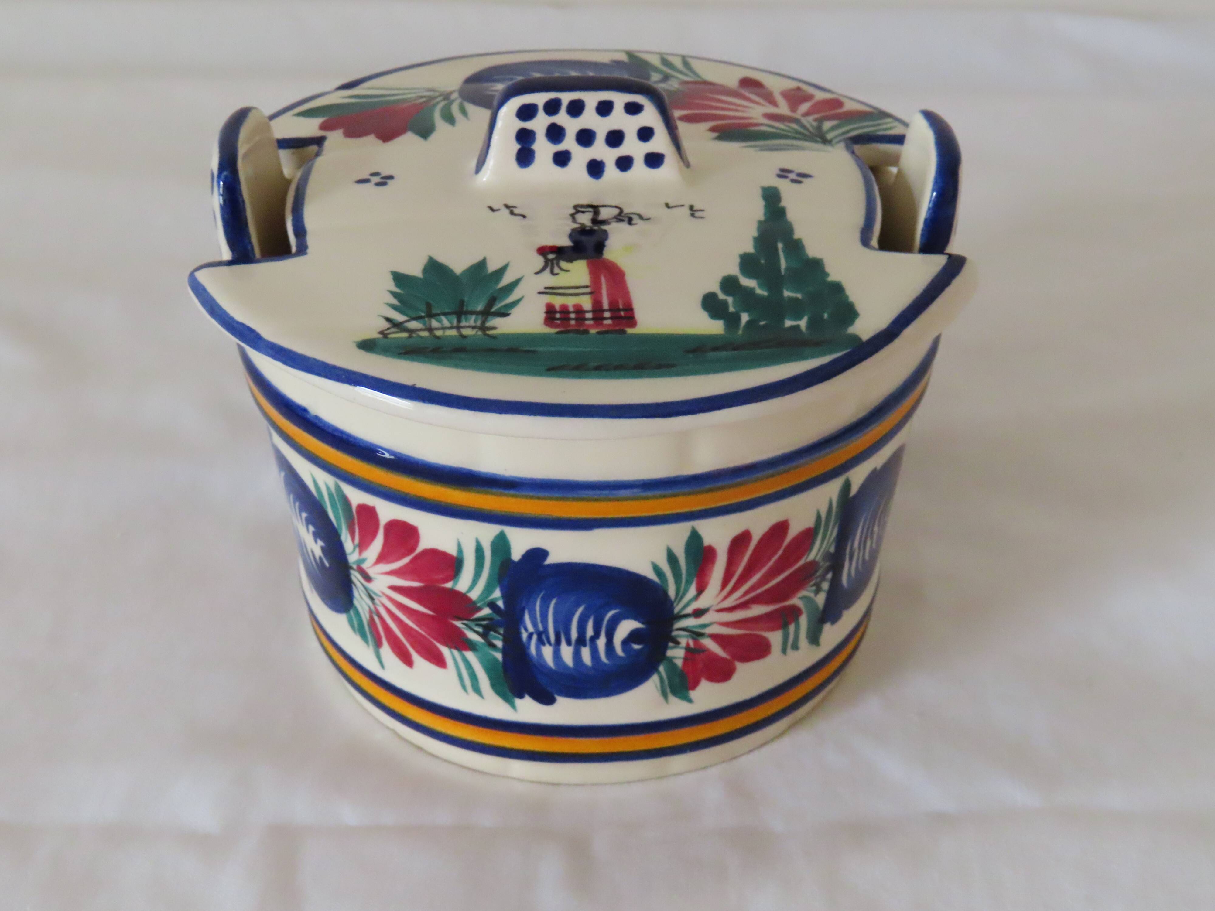 Butter dish, HB Henriot earthenware, Quimper