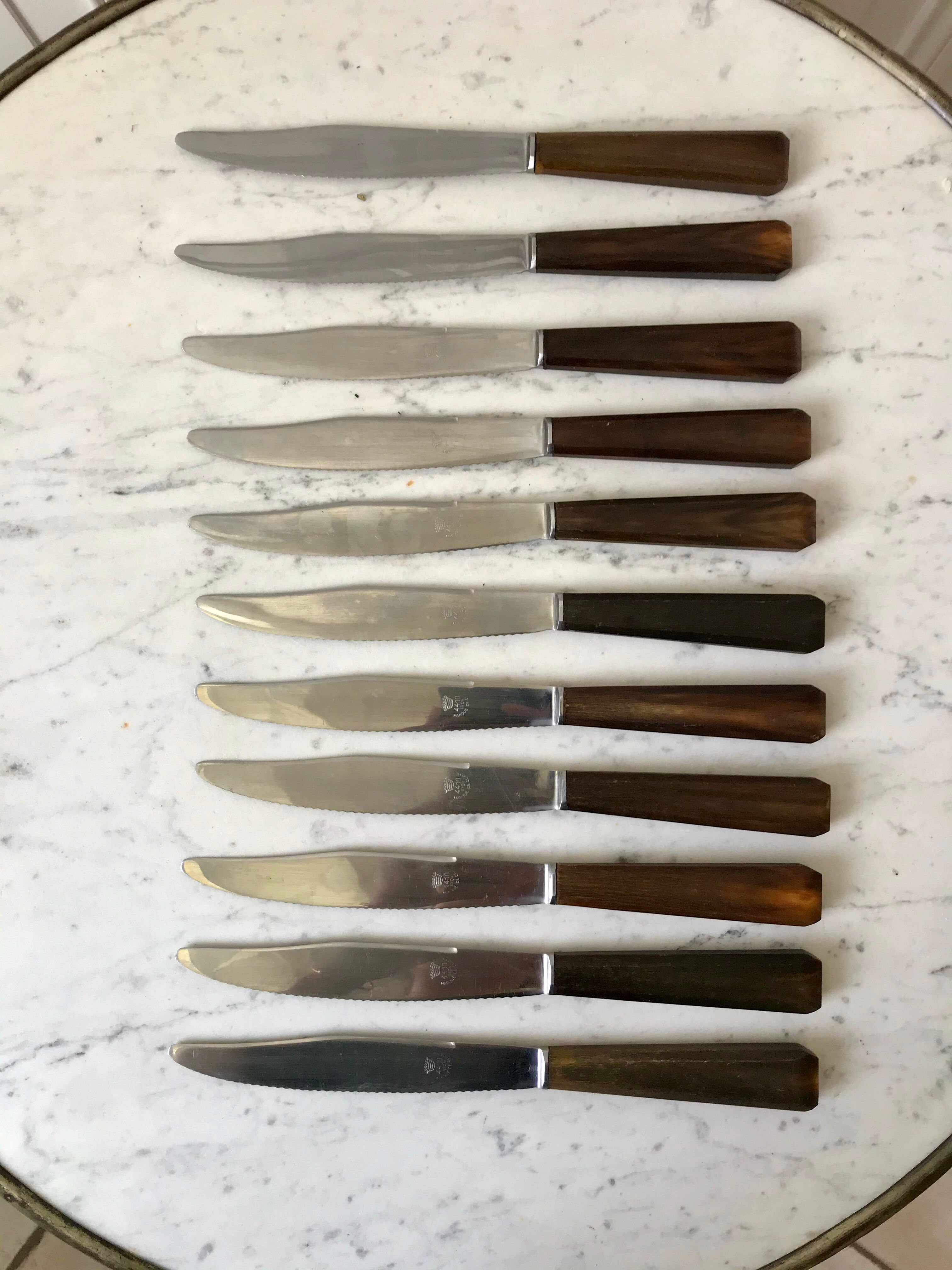 Set of 11 wooden tooth knives made of 50s