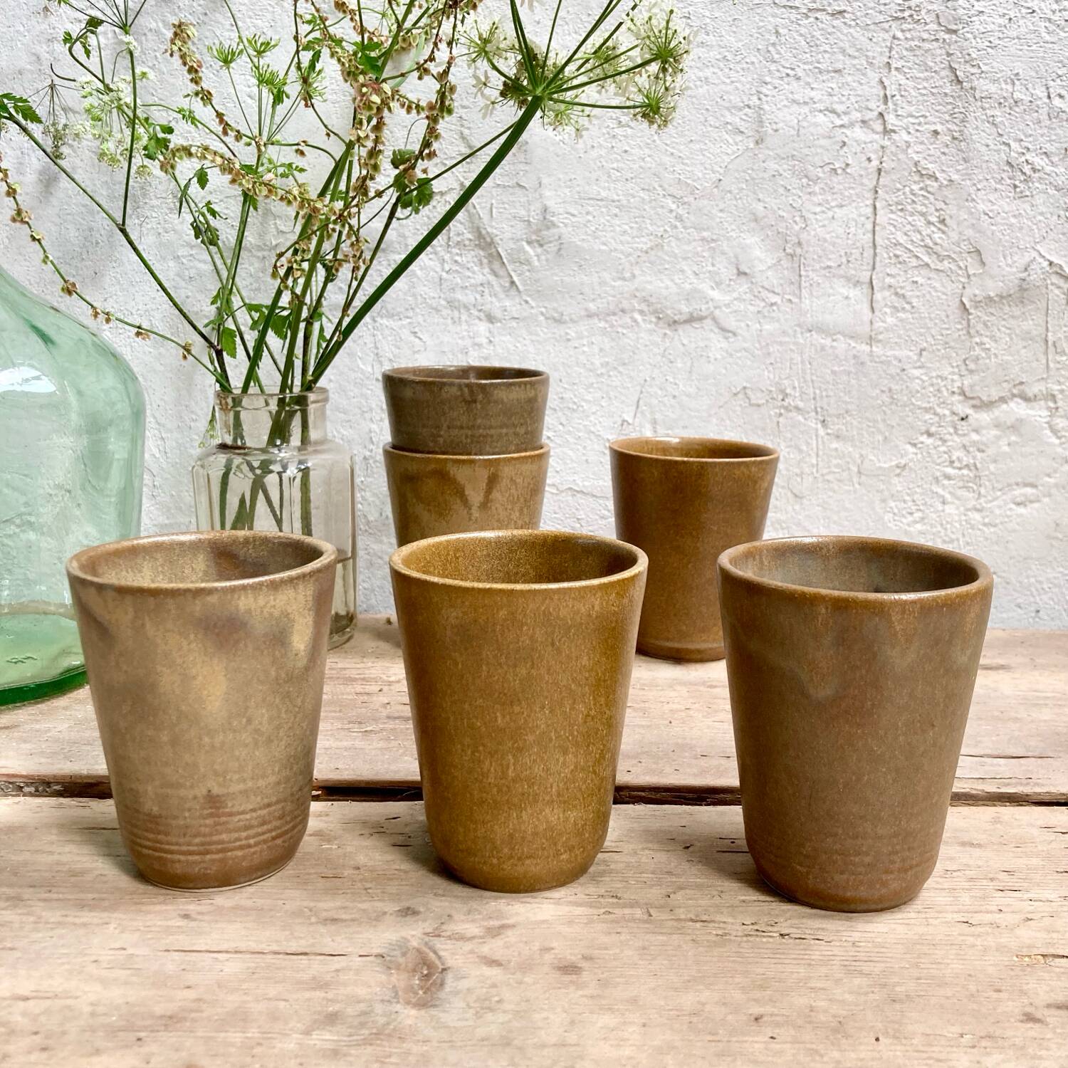 Set of 6 Digoin stoneware glasses