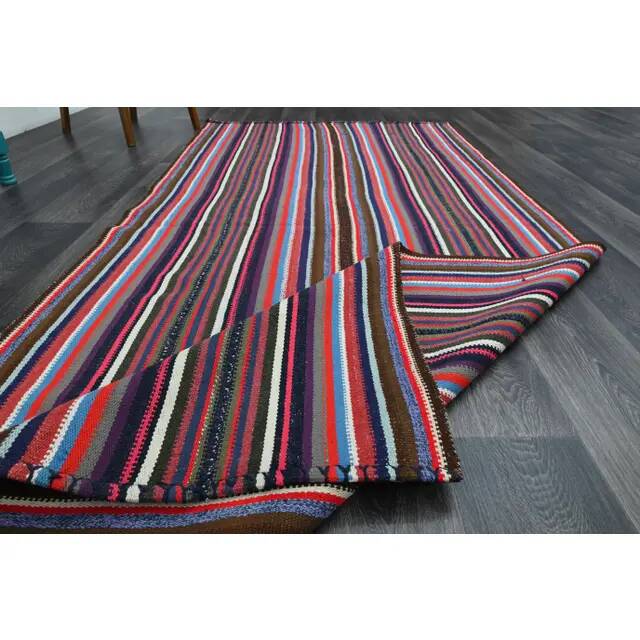 1970s Vintage Turkish Oushak Handmade Wool Cotton Pink Runner Rug 131x280