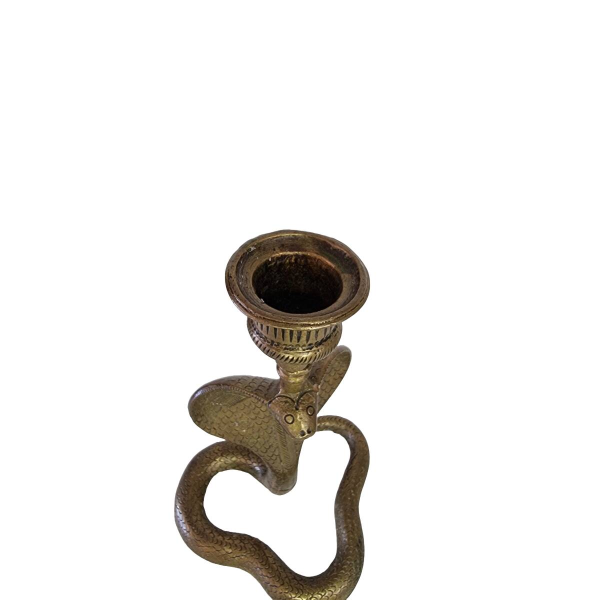 Bougeoir cobra vintage en laiton, années 1970