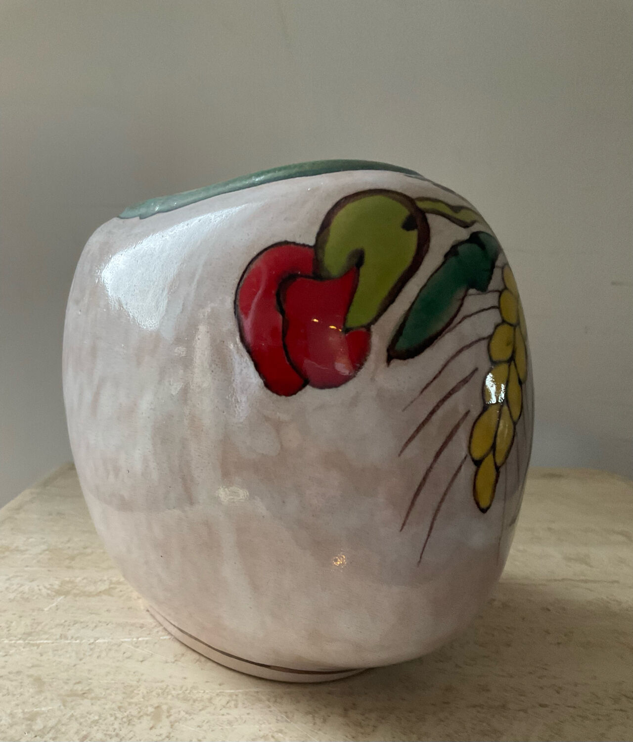 Vintage glazed ceramic vase signed